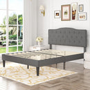 VECELO UPHOLSTERED PLATFORM BED FRAME WITH ADJUSTABLE HEADBOARD, QUEEN - GRAY - Like New