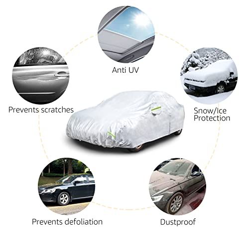 AMAZON BASICS WEATHERPROOF CAR COVER 150D OXFORD UP TO 170" DS-CC04 - SILVER - Like New