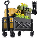 GENERIC COLLAPSIBLE FOLDING WAGON CART SWIVEL WHEELS 360LBS CAPACITY - BLACK - Like New