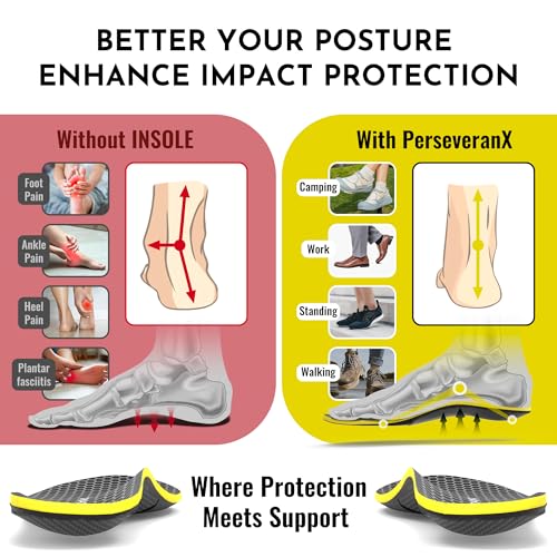 PERSEVERANX NASA GRADE PLANTAR FASCIITIS INSOLES MEN&WOMAX BETWEEN 9-10.5 BLACK - Like New