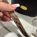 ISLE LOCADA BY HIDESIGN WOMEN'S TRAVEL LEATHER - BLACK/BROWN STRAP BLACK DOTS - Brand New