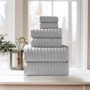 BIBB HOME RIBBED EGYPTIAN COTTON TOWELS (SET OF 6) - SEAL GRAY - Like New