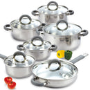 COOK N HOME BASICS STAINLESS STEEL COOKWARE SETS POTS PANS 12-PIECE - SS - Like New