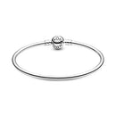 PANDORA MOMENTS STERLING SILVER CLASP CLOSURE BANGLE BRACELET 8.3-INCH - SILVER - Like New