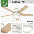 HUNTER FAN COMPANY HUNTER 59269 ANSLEE CEILING FAN 46" - FRESH WHITE - Like New