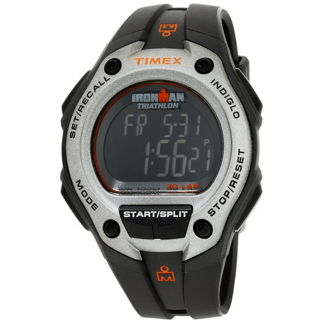 TIMEX MEN'S IRONMAN CLASSIC 30 OVERSIZED TONE WATCH, RESIN STRAP - BLACK/SILVER - Like New