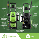 Suyncll Electric Pressure Washer, 2.7GPM 2000W High Power Washer SY0008 - Green - Like New