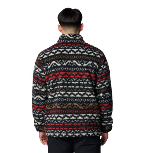 COLUMBIA MEN'S RUGGED RIDGE HALF SNAP FLEECE - SIZE LARGE - BLACK-MADRAS-MULTI - Like New