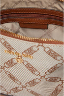 MICHAEL KORS JET SET CHARM LARGE DOME CROSSBODY WITH WEB STRAP - NATURAL/LUGGAGE - Like New