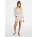 NO BOUNDARIES CROCHET COVERUP TOP LONG SLEEVES SIZE MEDIUM - FRESH IVORY - Brand New