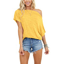 REVETRO WOMENS SEXY OFF THE SHOULDER TOPS SUMMER SHORT BATWING SLEEVE LOOSE - M - Brand New