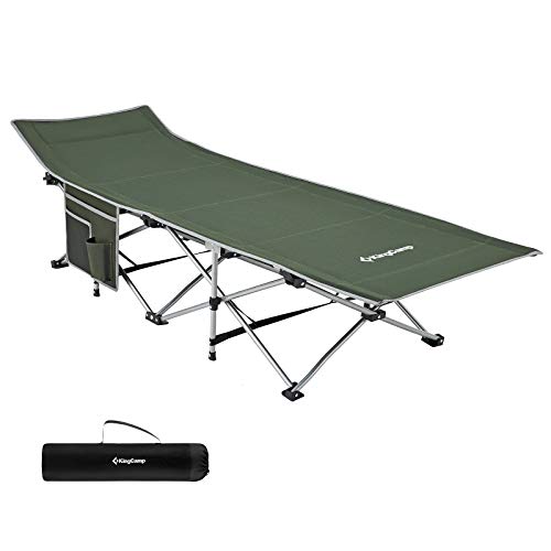 KINGCAMP FOLDING CAMPING COT 265LBS KC8005 - BLACK GREEN CHECKER - Brand New