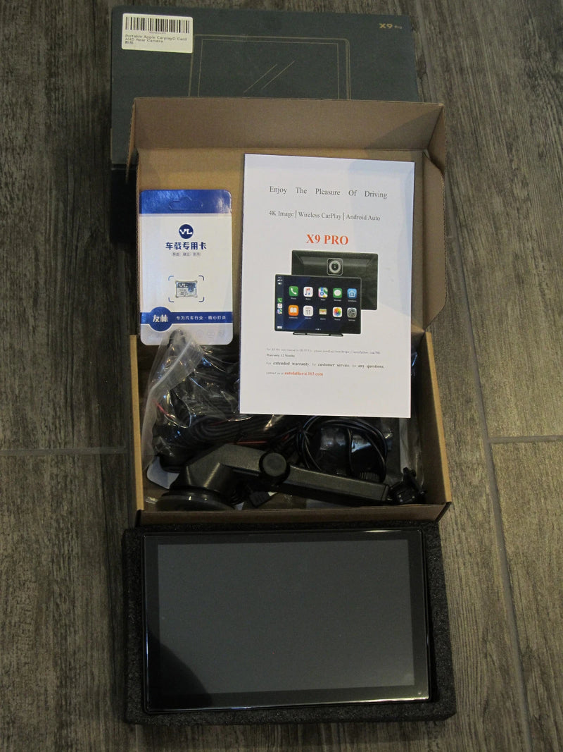 AUTOFATHER 9" WIRELESS APPLE CARPLAY ANDROID AUTO DASH CAM CAMERA 4K - BLACK - Like New