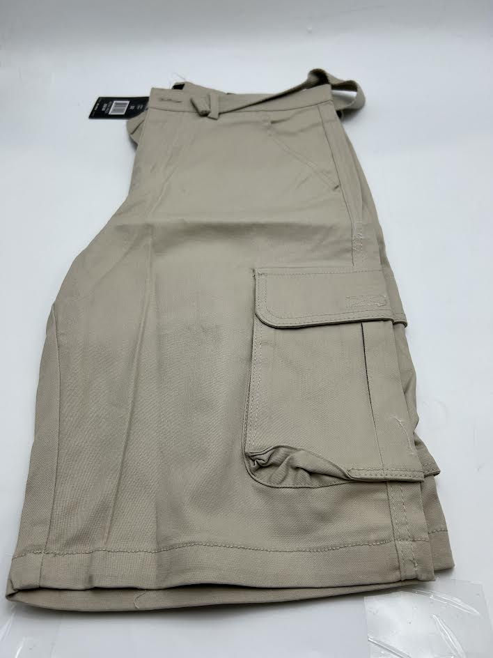 BLU ROCK MEN'S SLIM FIT STRETCH BELTED CARGO SHORTS - SIZE: MEN 32 - STONE - Brand New