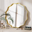 VETROVUE ROUND WAVY MIRROR 20" METAL FRAME CIRCLE MIRROR 20L X 20W - GOLD - Like New