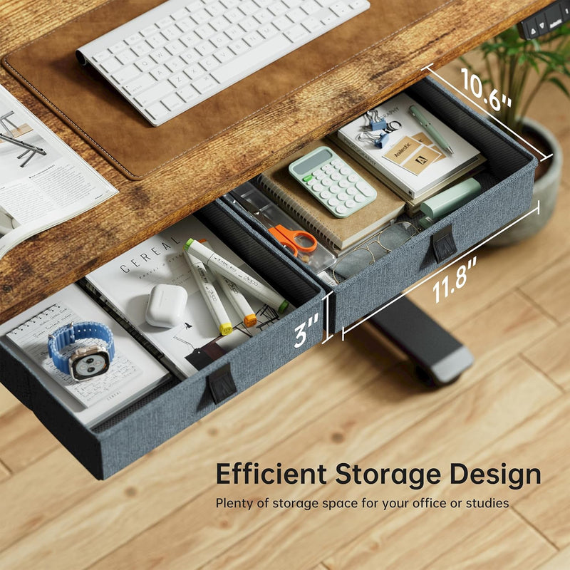 AGILESTIC HEIGHT ADJUSTABLE DESK WITH 2 DRAWERS ELECTRIC DESK - DARK BROWN - Like New