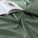 QJ231018-017 HORBAUNAL 2 Pack Twin Flat Bed Bed Sheets 1800 Thread Count Green - Like New