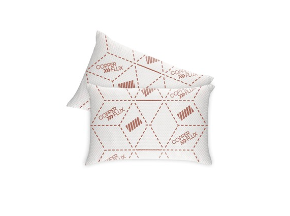 COPPERFLUX LUXURY HOME 2-PACK FOAM PILLOWS - BACK, STOMACH - WHITE/COPPER - Brand New