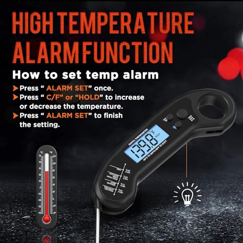 ROUUO WATERPROOF DIGITAL THERMOMETER FOR MEAT ROUUO G1 - BLACK - Like New