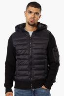 CANADA WEATHER GEAR MEN'S HOODED SWEATER KNIT JACKET, LARGE - BLACK, 305-5160 - Like New