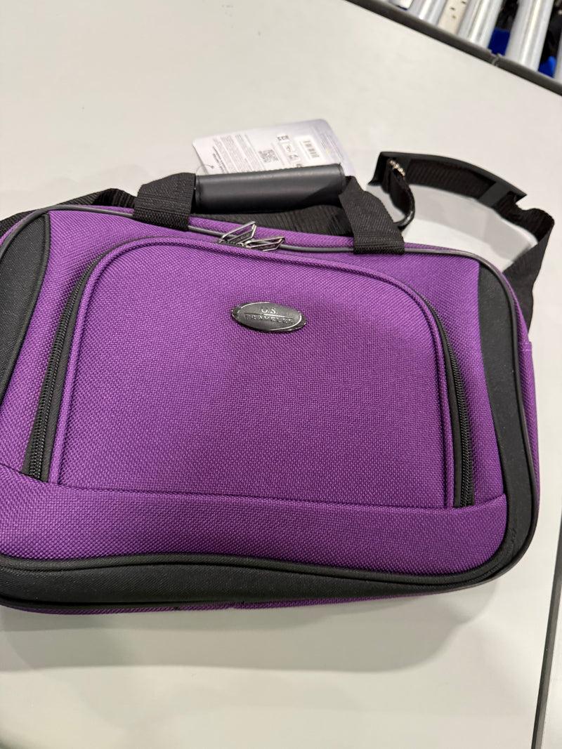 US TRAVELER 20" CARRY ON LUGGAGE SOFTSIDE SUITCASE, PURPLE, 4 WHEEL-2 PIECE - Like New