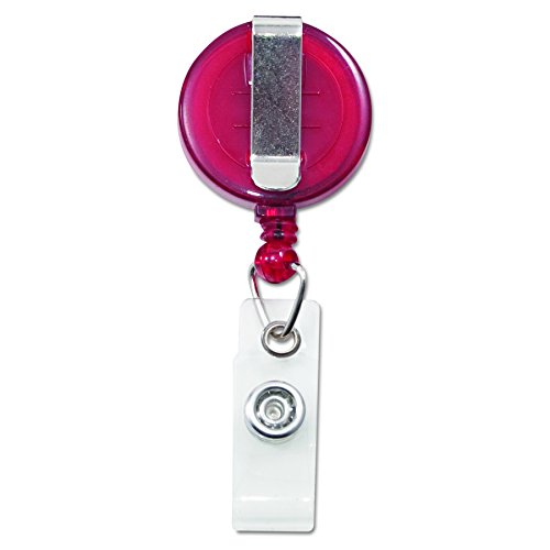 ADVANTUS TRANSLUCENT RETRACTABLE ID CARD REEL 30" EXTENSION RED 12/PACK - Brand New