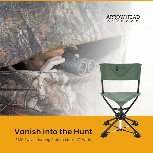 ARROWHEAD OUTDOOR 360° DEGREE SWIVEL HUNTING CHAIR STOOL SEAT, FOREST GREEN - Like New