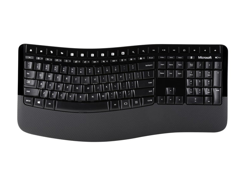 Microsoft Wireless Comfort Desktop 5050 - Black. Wireless, Ergonomic Keyboard