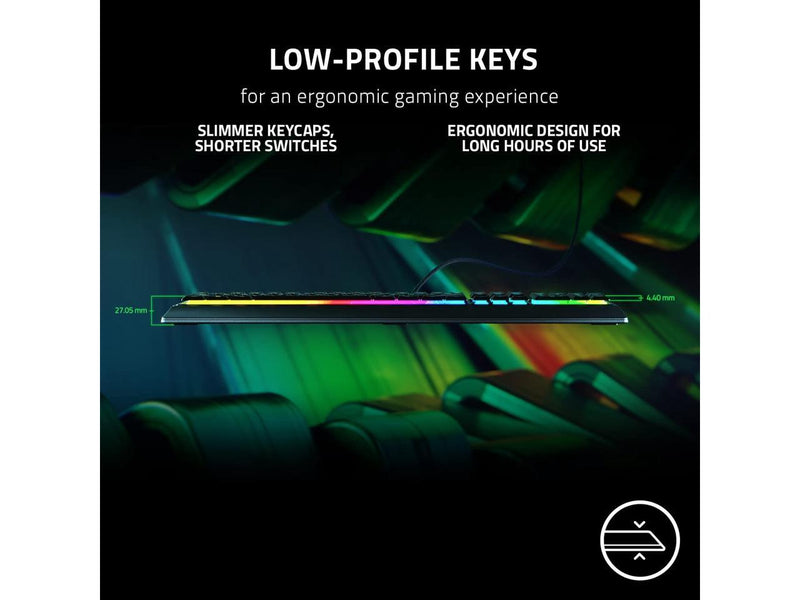 Razer Ornata V3 Gaming Keyboard: Low-Profile Keys - Mecha-Membrane Switches -