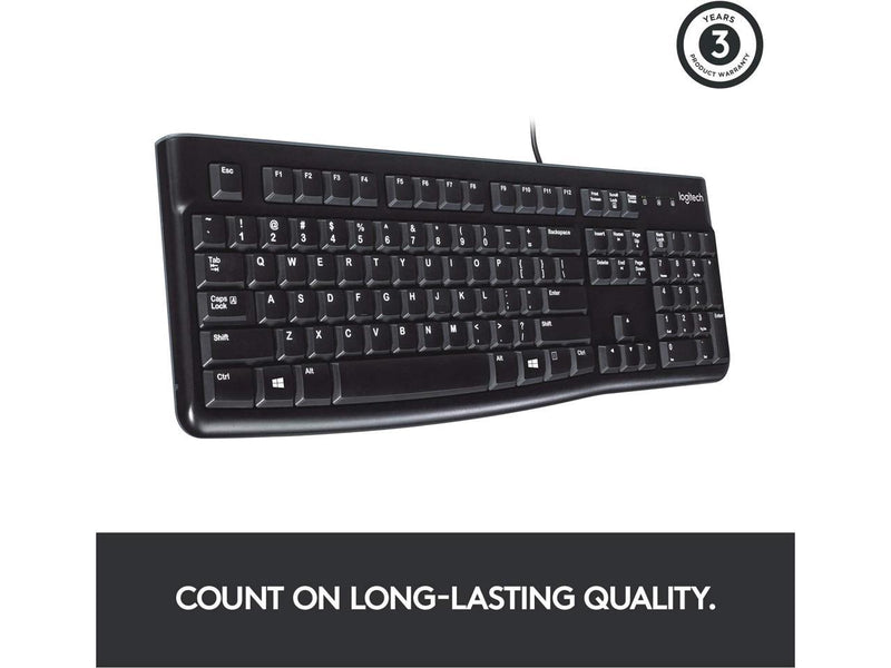 Logitech K120 Wired Keyboard for Windows, Plug and Play, Full-Size