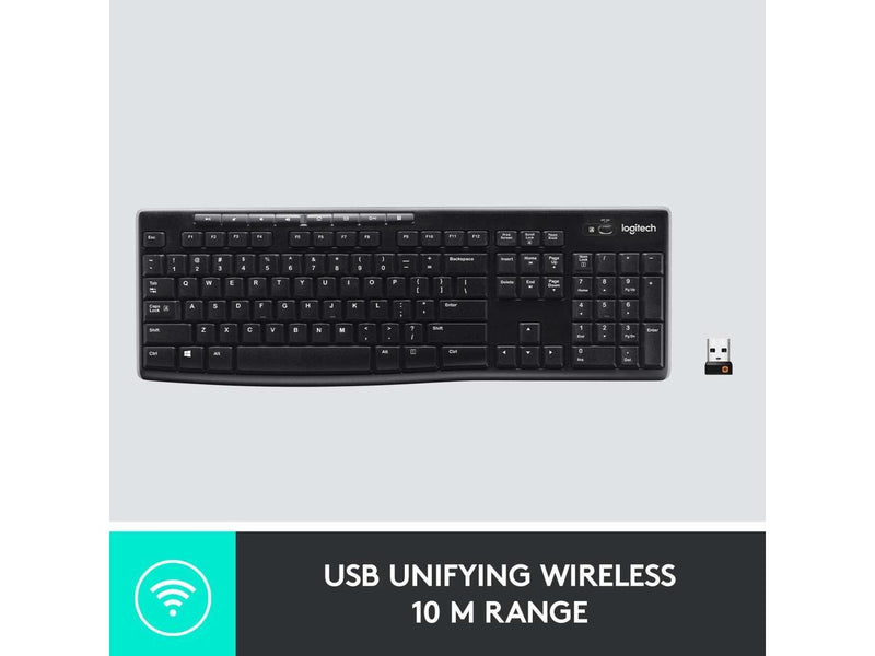 Logitech K270 Wireless Keyboard for Windows, 2.4 GHz Wireless, Full-Size, Number