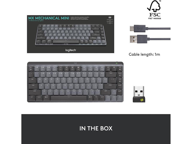 Logitech MX Mechanical Mini Wireless Illuminated Keyboard, Clicky Switches,