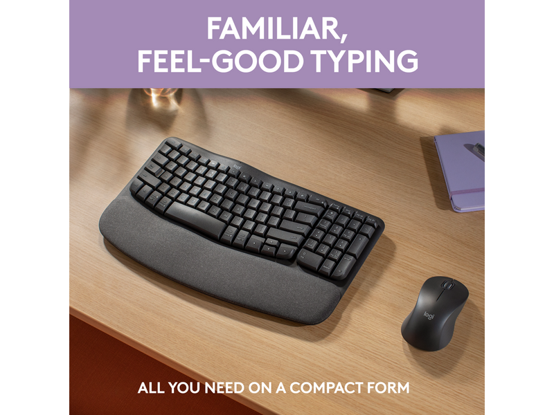 Logitech Wave Keys MK670 Combo, Wireless Ergonomic Keyboard with Signature M550