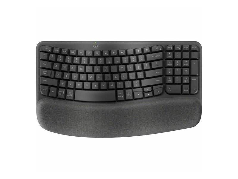Logitech Wave Keys Wireless Ergonomic Keyboard with Cushioned Palm Rest,
