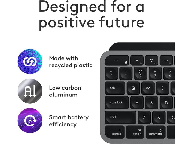 Logitech MX Keys S Combo for Mac, Wireless Keyboard and Mouse with Palm Rest,