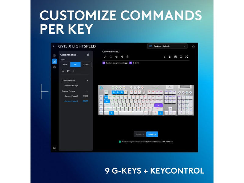 Logitech G915 X LIGHTSPEED Tactile Wireless Full-Size Gaming Keyboard - White