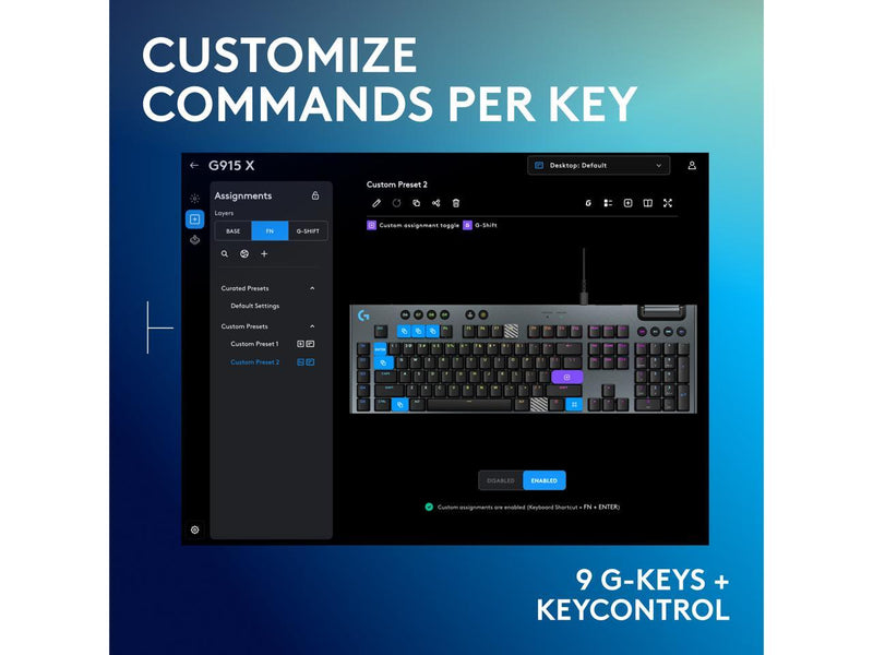 Logitech G915 X LIGHTSPEED Tactile Full-Sized Wired Gaming Keyboard