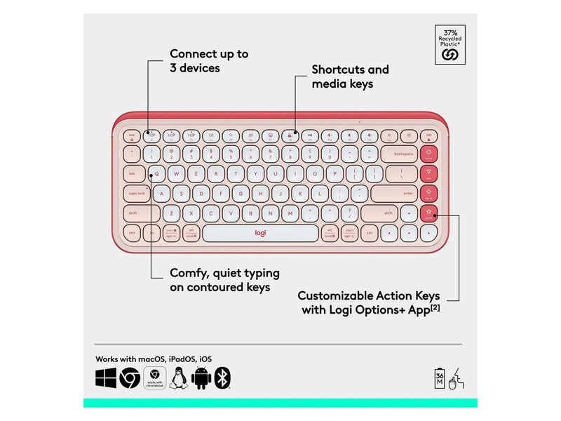 Logitech POP ICON KEYS Wireless Bluetooth Keyboard   920-013049