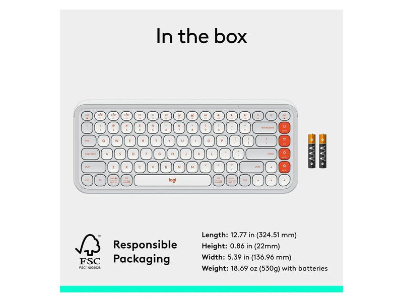 Logitech POP ICON KEYS Wireless Bluetooth Keyboard, Comfortable Typing,