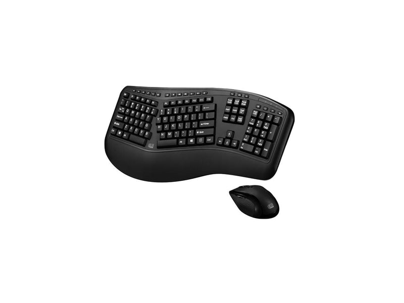 ADESSO Tru-Form Media 1500 WKB-1500GB Black USB RF Wireless Ergonomic Keyboard &