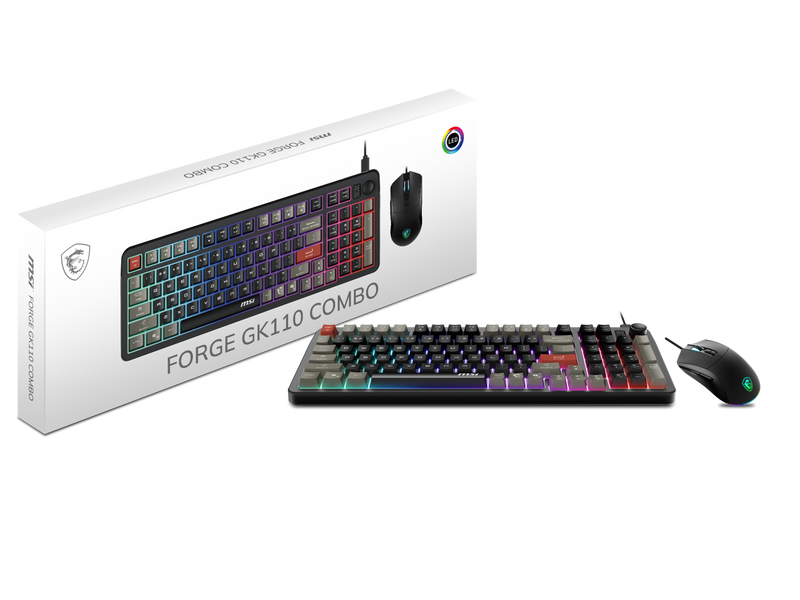 MSI Forge GK110 & GM320 Combo - Gaming Keyboard & Mouse Set, Membrane Switches,
