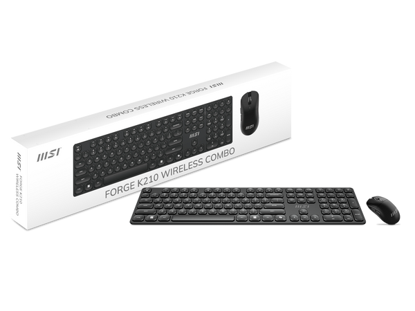 MSI Forge K210 Wireless Keyboard & Mouse Combo - Low Profile, Tactile, up to 120