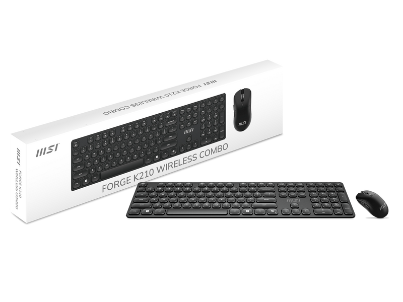 MSI Forge K210 Wireless Keyboard & Mouse Combo - Low Profile, Tactile, up to 120