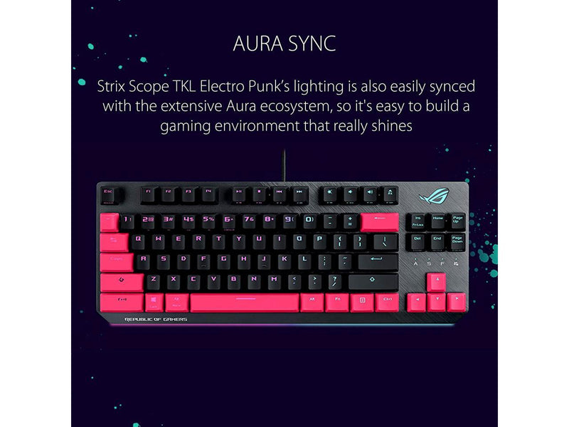 ASUS ROG Strix Scope TKL Electro Punk Mechanical Gaming Keyboard | Cherry MX Red