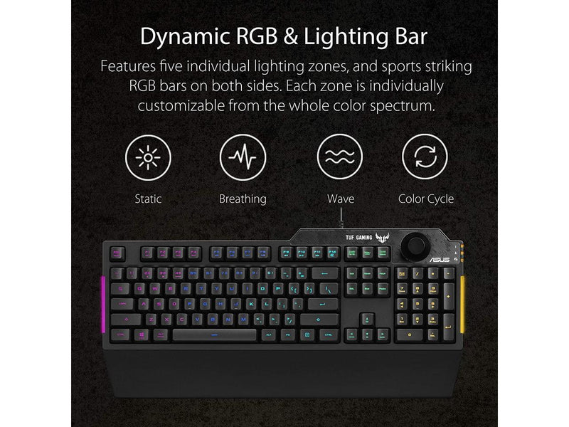 ASUS Membrane Gaming Keyboard for PC - TUF K1 | Programmable, Onboard Memory |