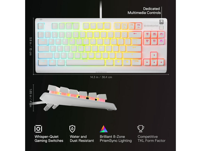 SteelSeries Apex 3 TKL RGB Gaming Keyboard — Tenkeyless Compact Form Factor —