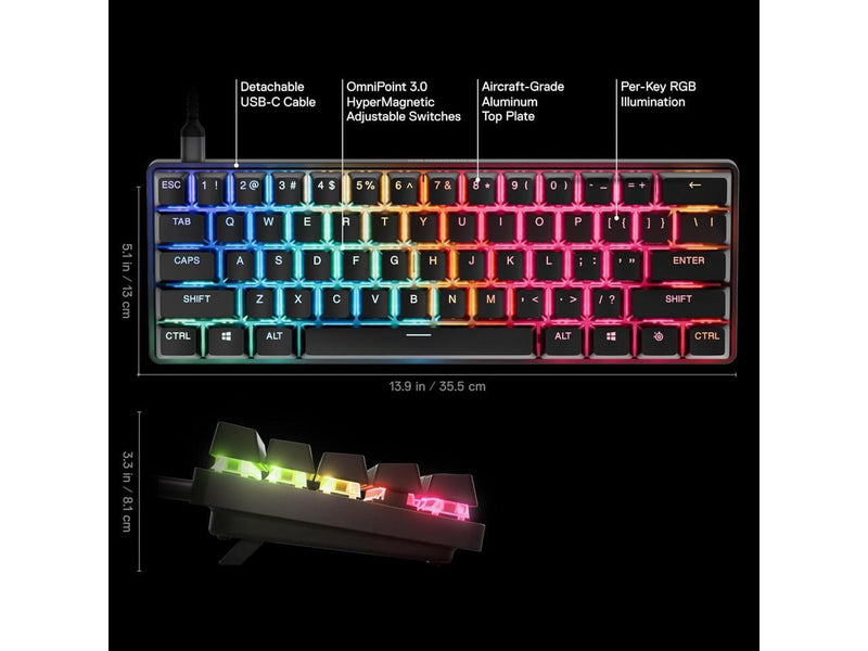 SteelSeries Apex Pro Mini Gen 3 Gaming Keyboard - OmniPoint 3.0 HyperMagnetic