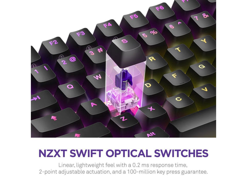 NZXT Function 2 MINITKL Optical Gaming Keyboard, Linear optical switches, 8,000