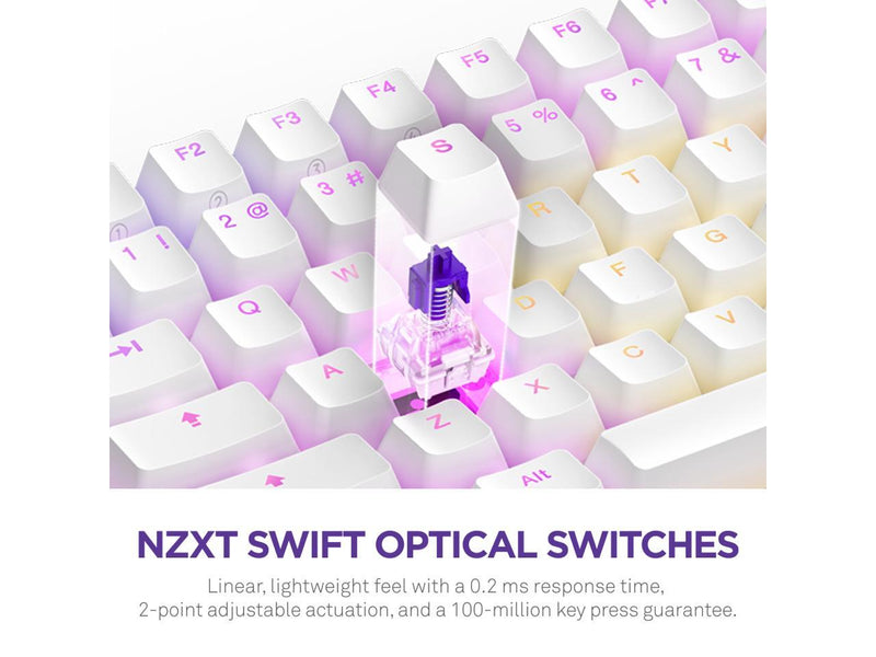 NZXT Function 2 MINITKL Optical Gaming Keyboard, Linear optical switches, 8,000