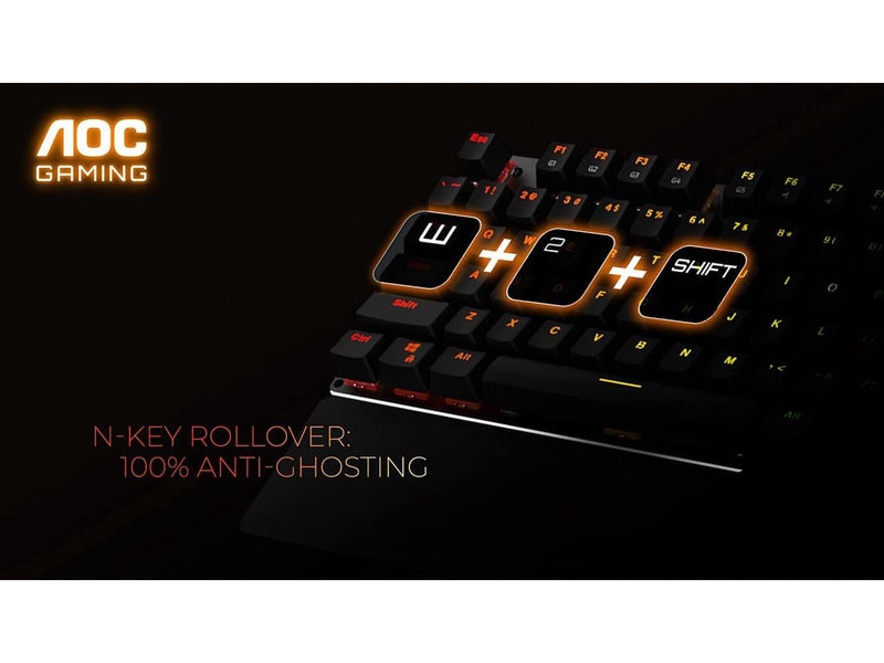 AOC Gaming Full RGB Mechanical Keyboard, 104-Key Outemu Blue Switches, Full